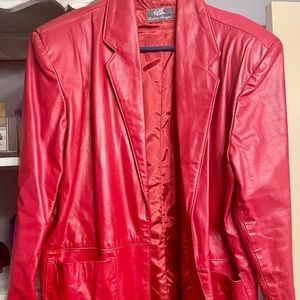 Women’s red authentic leather jacket